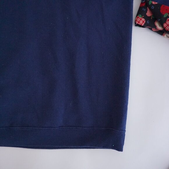 Vintage Hanes Navy Patchwork Heart Teddy Apple Sweatshirt Grandma Coquette 2X - Picture 5 of 11